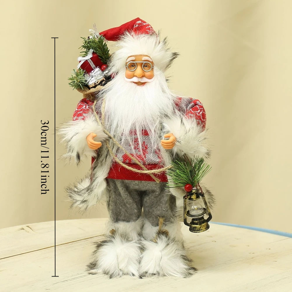 12-inch Cute Santa Claus Statue - Bright Polyester Christmas Decoration