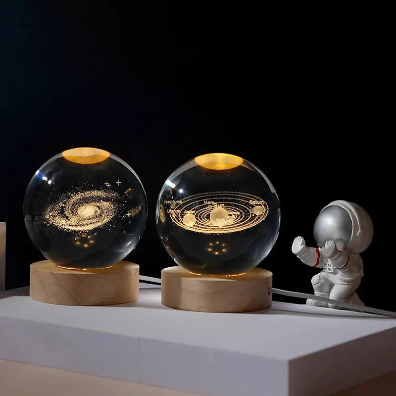 3D Moon Crystal Ball Astronomy Galaxy Solar System Saturn Luminous Balls Snow