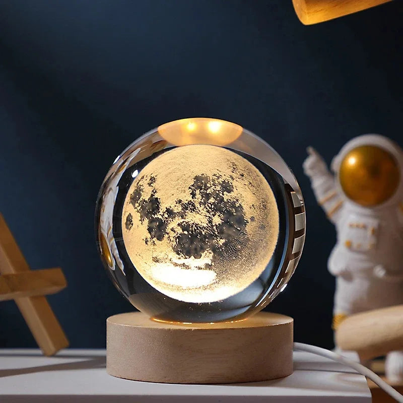 3D Moon Crystal Ball Astronomy Galaxy Solar System Saturn Luminous Balls Snow