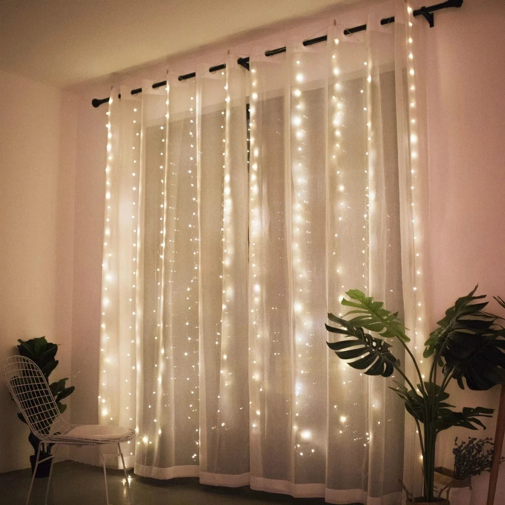 Christmas Lights Curtain Garland Merry Christmas Decor for Home 2025 Xmas