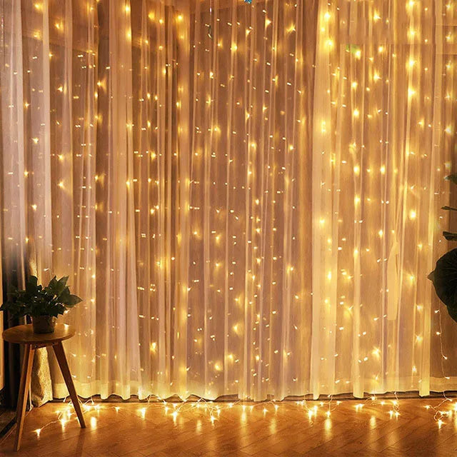 Christmas Lights Curtain Garland Merry Christmas Decor for Home 2025 Xmas