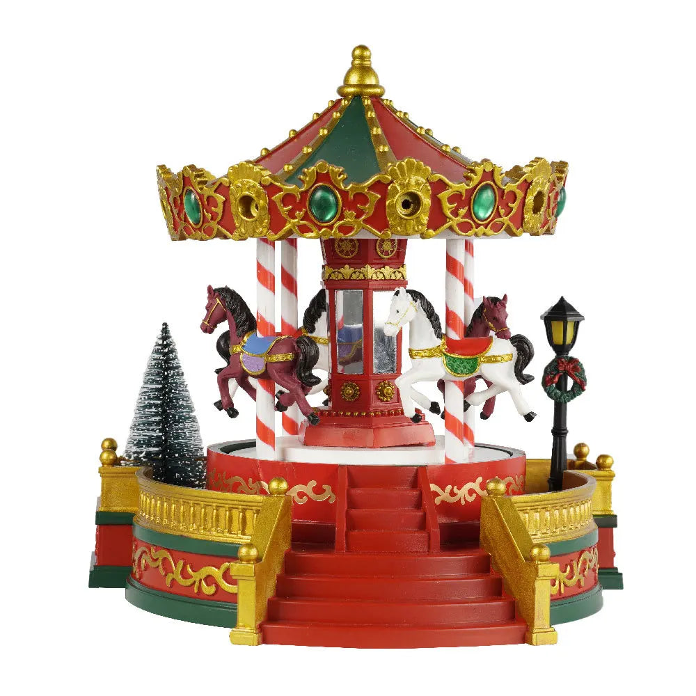 New Christmas gift carousel decoration ornament, music box, LED light