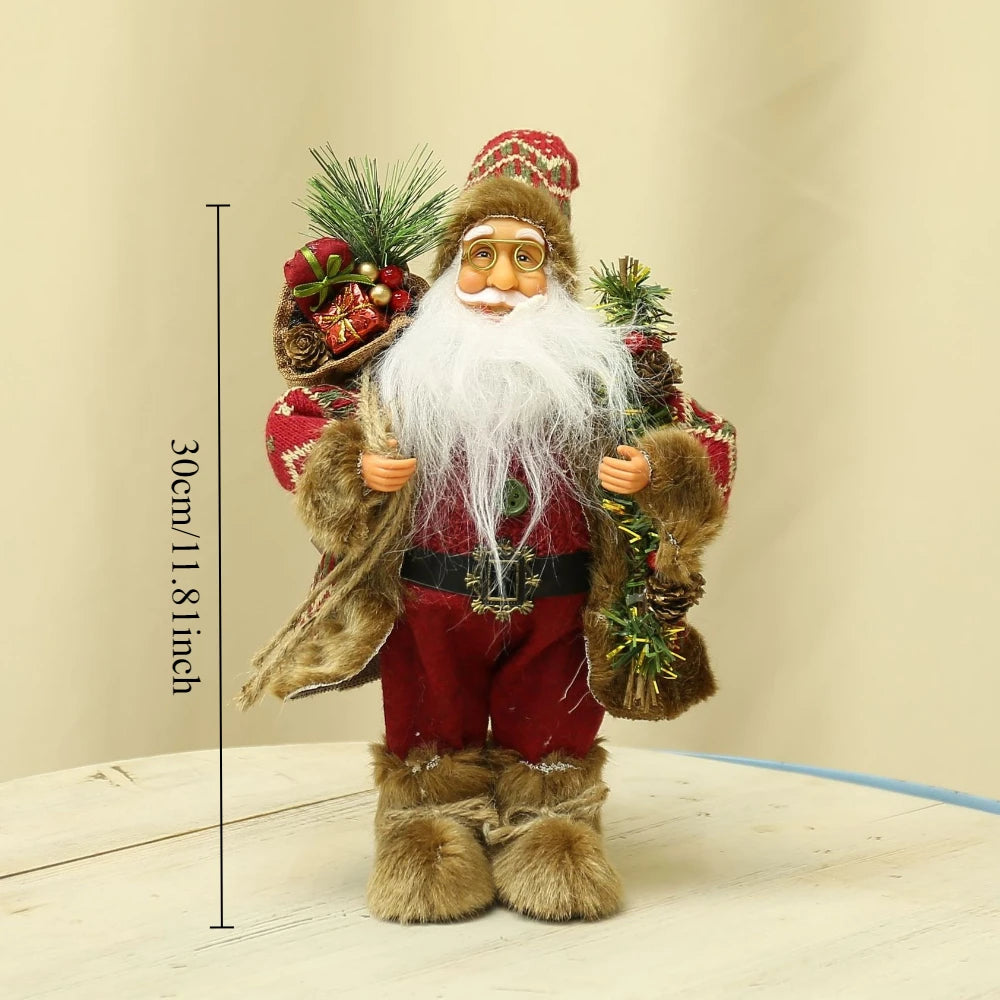 12-inch Cute Santa Claus Statue - Bright Polyester Christmas Decoration
