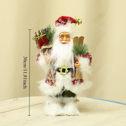 12-inch Cute Santa Claus Statue - Bright Polyester Christmas Decoration