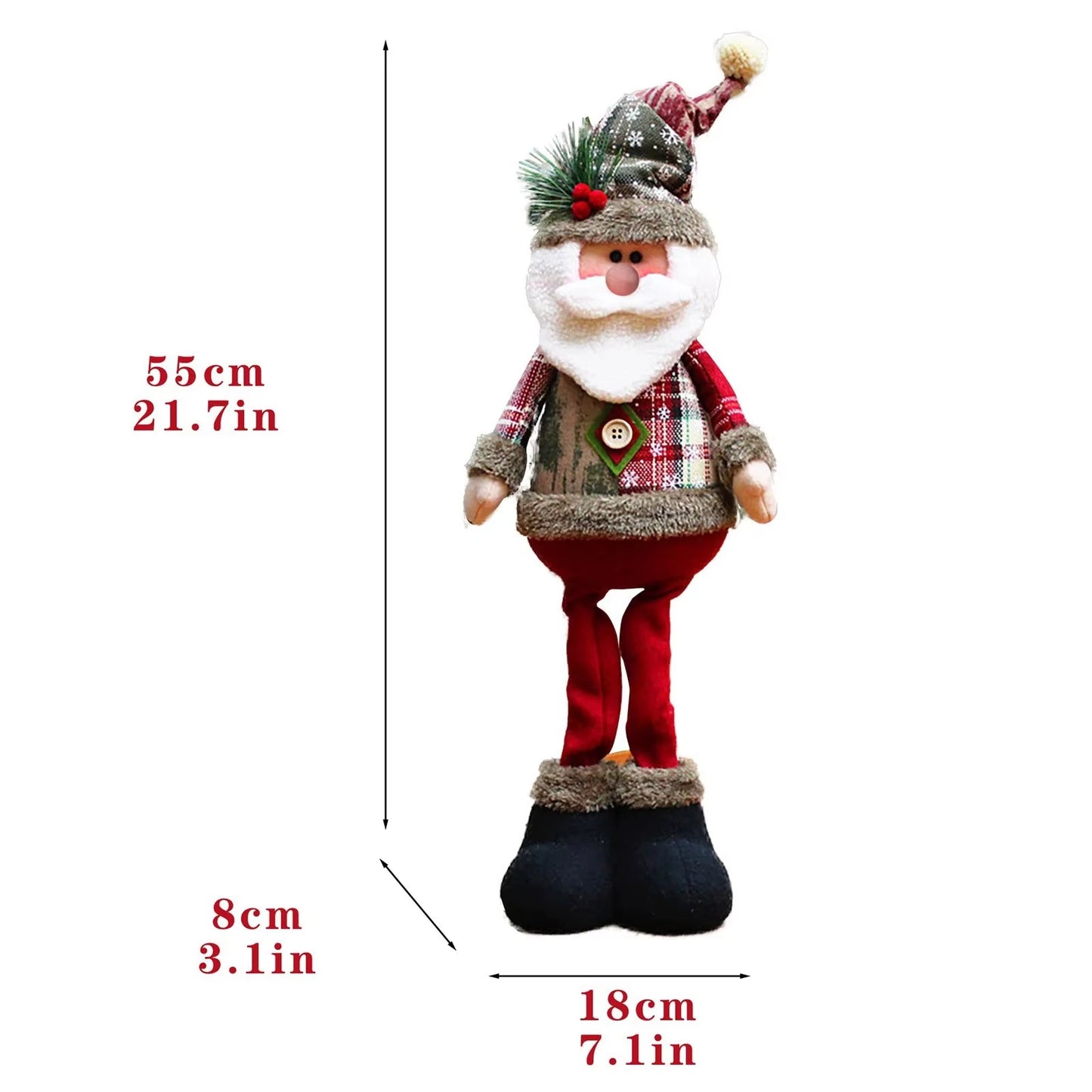 3PCS Retractable Christmas Decorative Dolls Set Reindeer Snowman Santa Claus