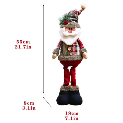 3PCS Retractable Christmas Decorative Dolls Set Reindeer Snowman Santa Claus