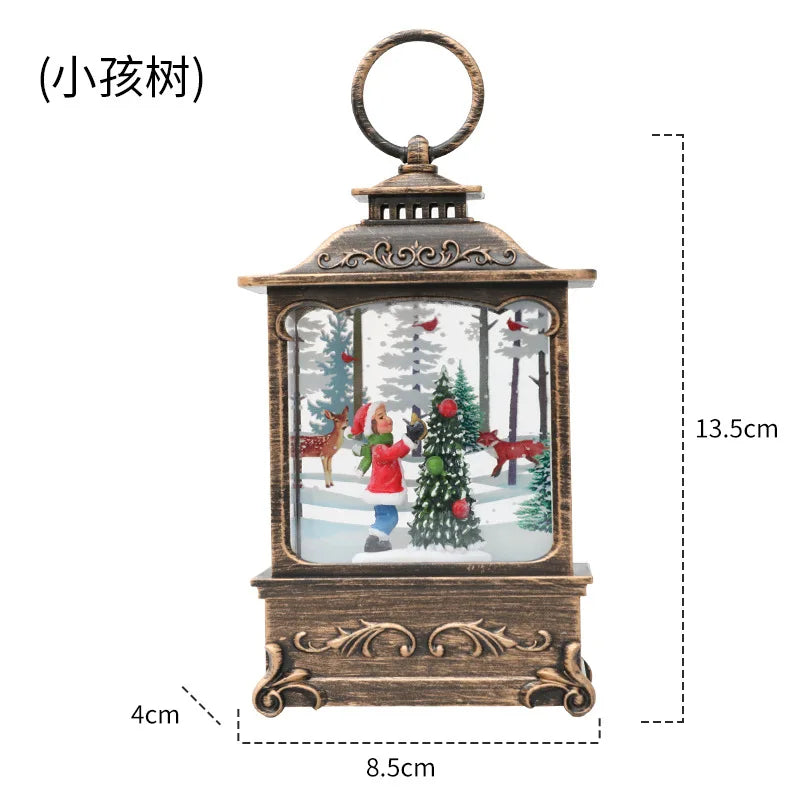 Lighted Christmas Snow Globe Lantern Battery Operated LED Night Light