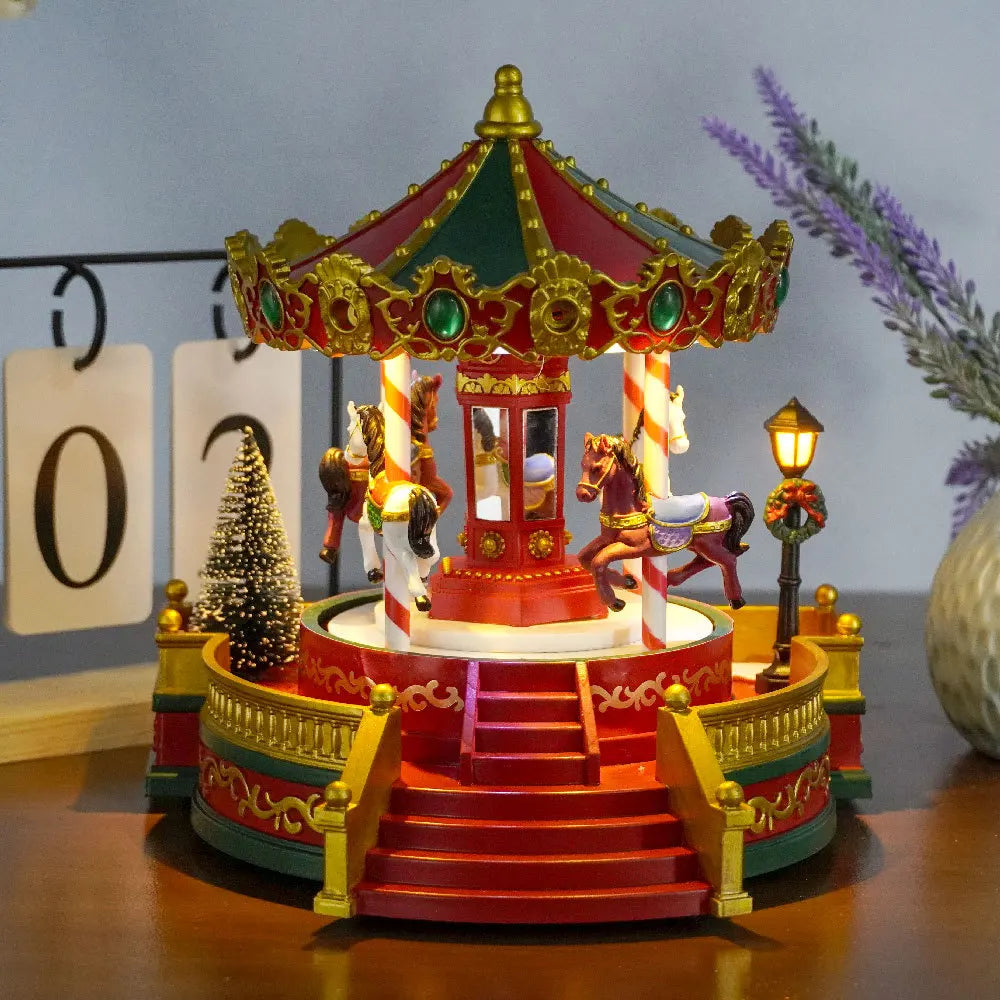 New Christmas gift carousel decoration ornament, music box, LED light