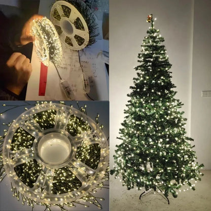 220V EU Plug 30M/50M/75M LED Tree Firecracker Copper Wire String Garden