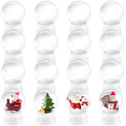 DIY snow globe kit, clear plastic Christmas ornaments, home decor, lightweight white