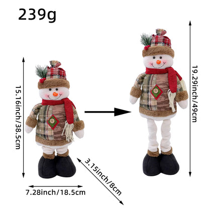 3PCS Retractable Christmas Decorative Dolls Set Reindeer Snowman Santa Claus