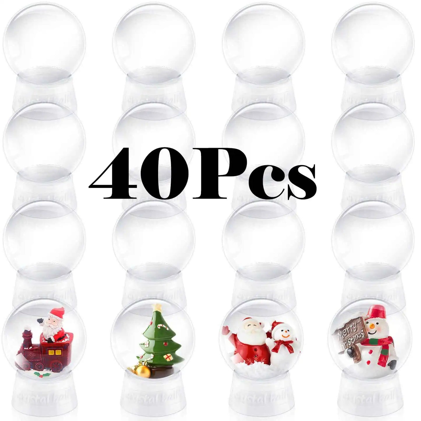 DIY snow globe kit, clear plastic Christmas ornaments, home decor, lightweight white