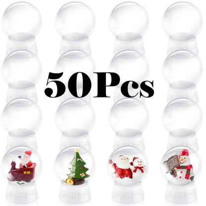 DIY snow globe kit, clear plastic Christmas ornaments, home decor, lightweight white