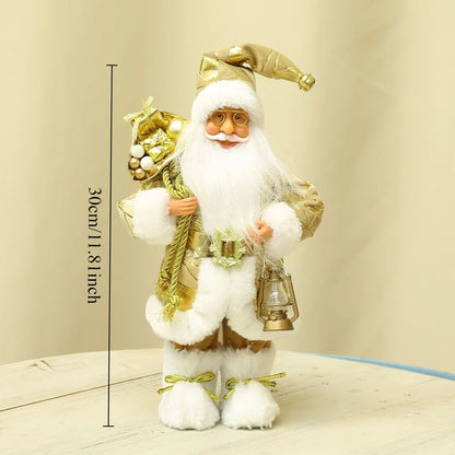 12-inch Cute Santa Claus Statue - Bright Polyester Christmas Decoration
