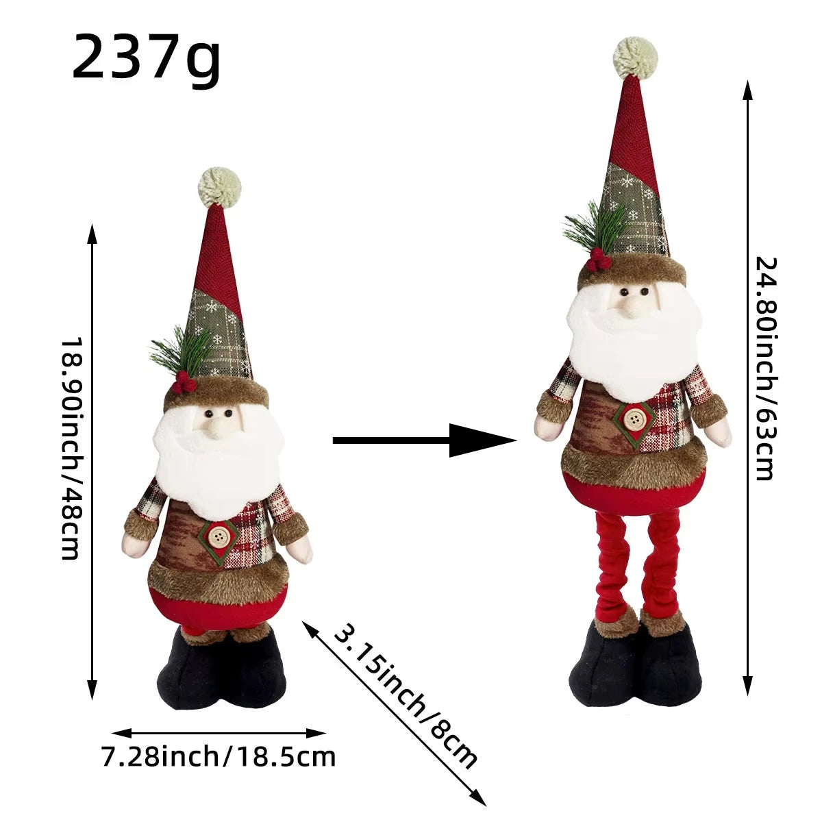 3PCS Retractable Christmas Decorative Dolls Set Reindeer Snowman Santa Claus