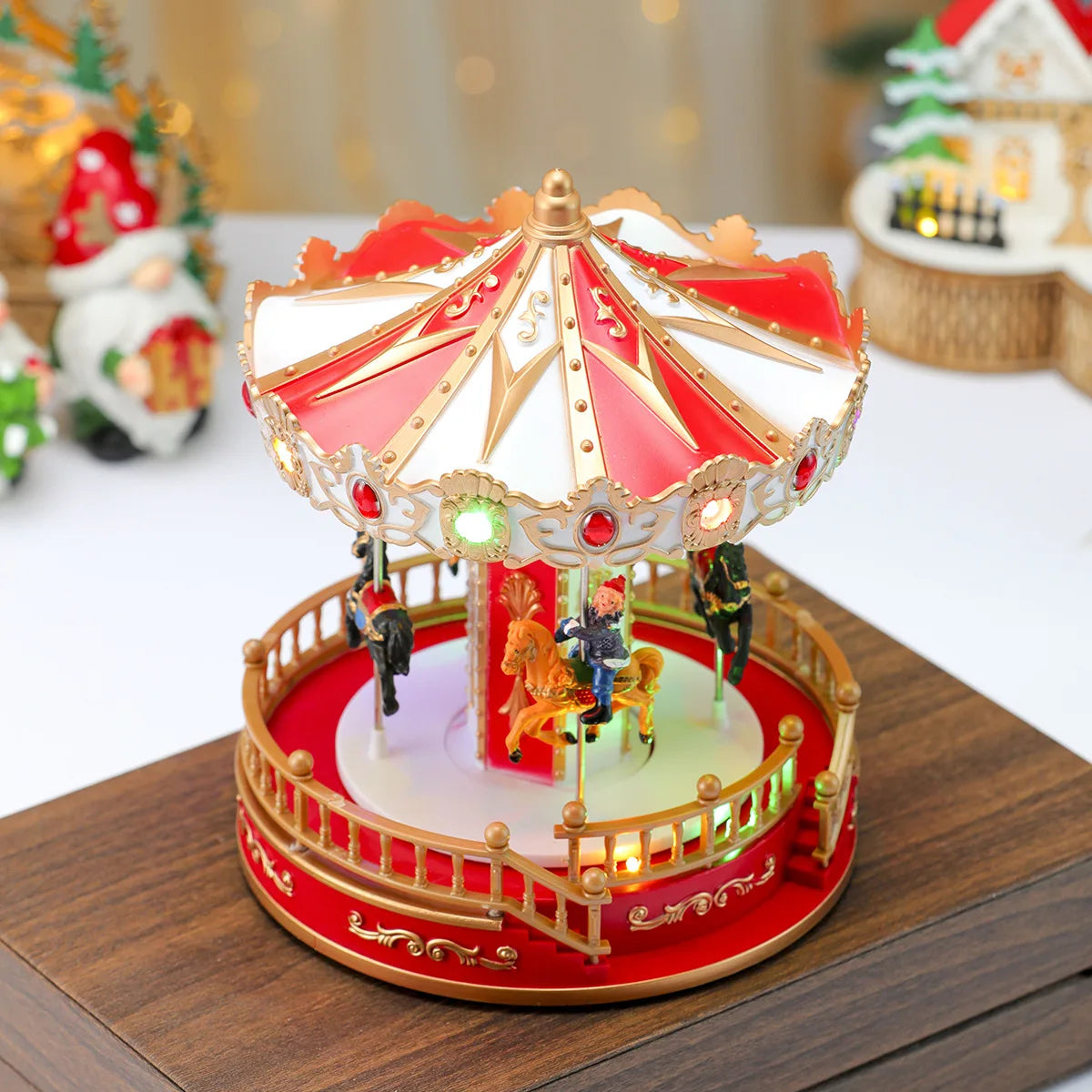 New Christmas gift carousel decoration ornament, music box, LED light