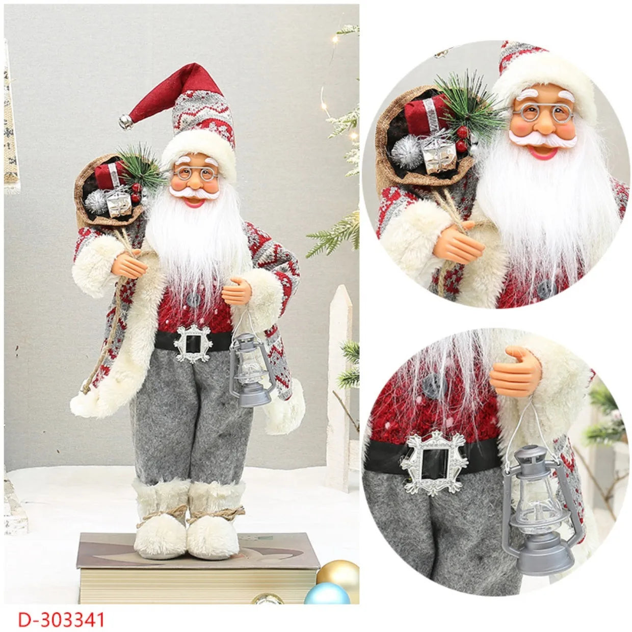 12-inch Cute Santa Claus Statue - Bright Polyester Christmas Decoration