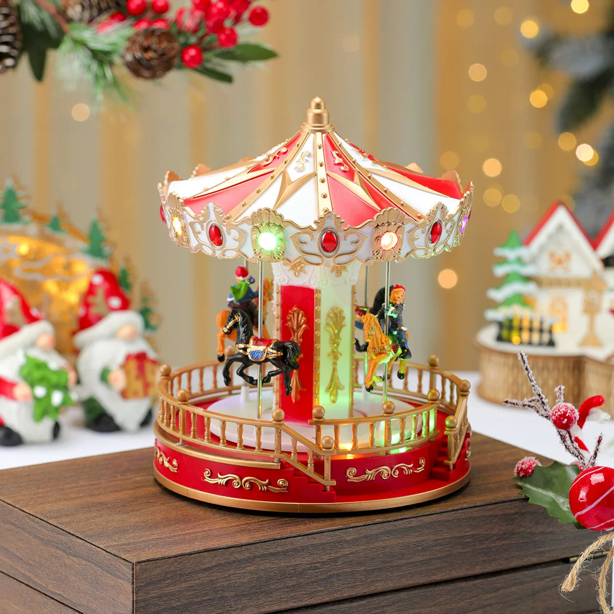 New Christmas gift carousel decoration ornament, music box, LED light