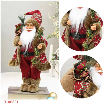 12-inch Cute Santa Claus Statue - Bright Polyester Christmas Decoration