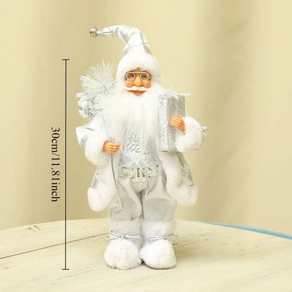 12-inch Cute Santa Claus Statue - Bright Polyester Christmas Decoration
