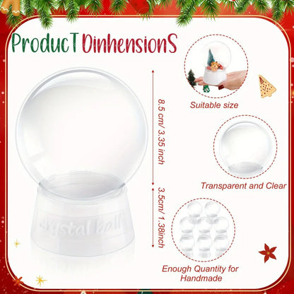 DIY snow globe kit, clear plastic Christmas ornaments, home decor, lightweight white