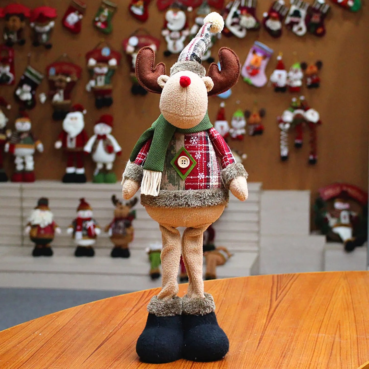 3PCS Retractable Christmas Decorative Dolls Set Reindeer Snowman Santa Claus