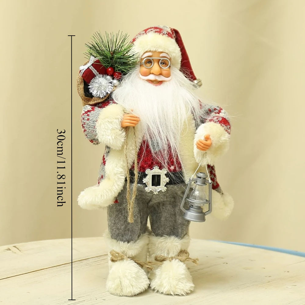 12-inch Cute Santa Claus Statue - Bright Polyester Christmas Decoration