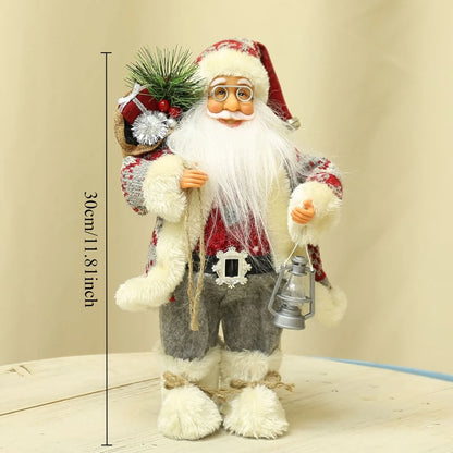12-inch Cute Santa Claus Statue - Bright Polyester Christmas Decoration