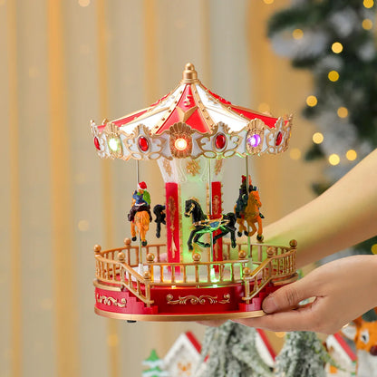 New Christmas gift carousel decoration ornament, music box, LED light