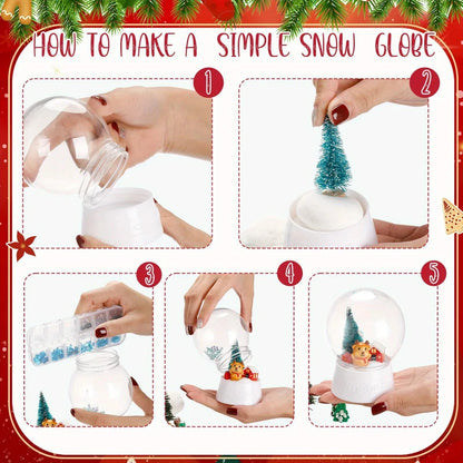 DIY snow globe kit, clear plastic Christmas ornaments, home decor, lightweight white