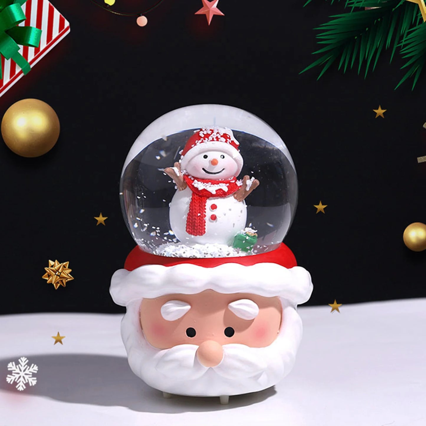 Christmas Crystal Ball Lighting LED Musical Snow Globe Cute Ornament
