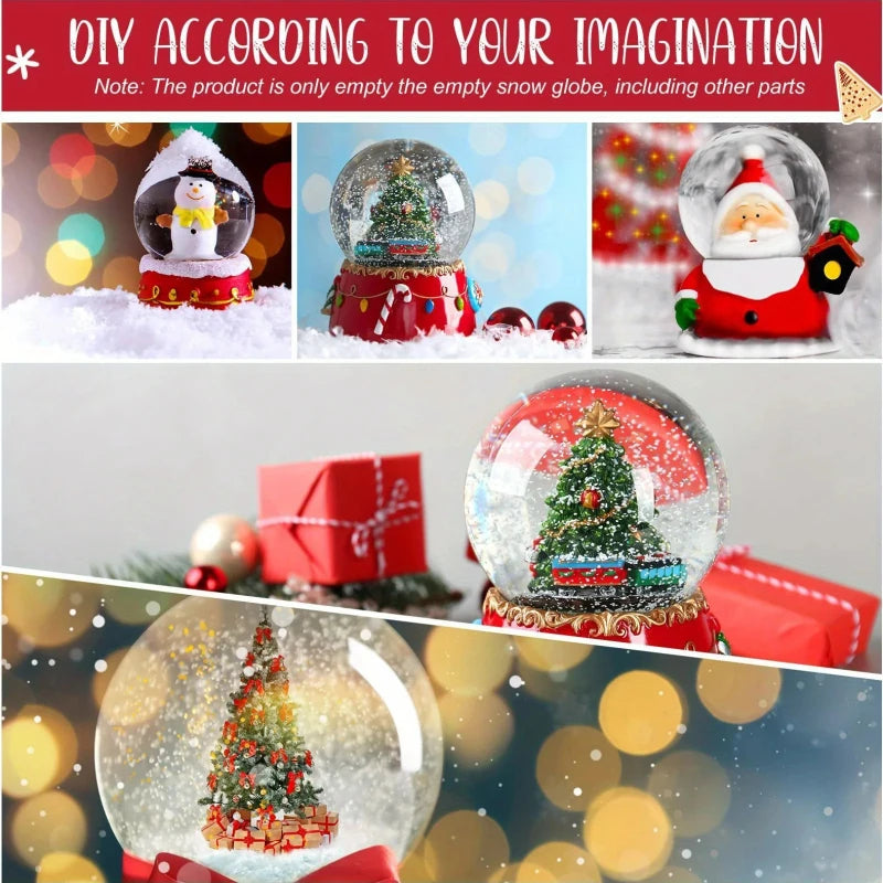 DIY snow globe kit, clear plastic Christmas ornaments, home decor, lightweight white