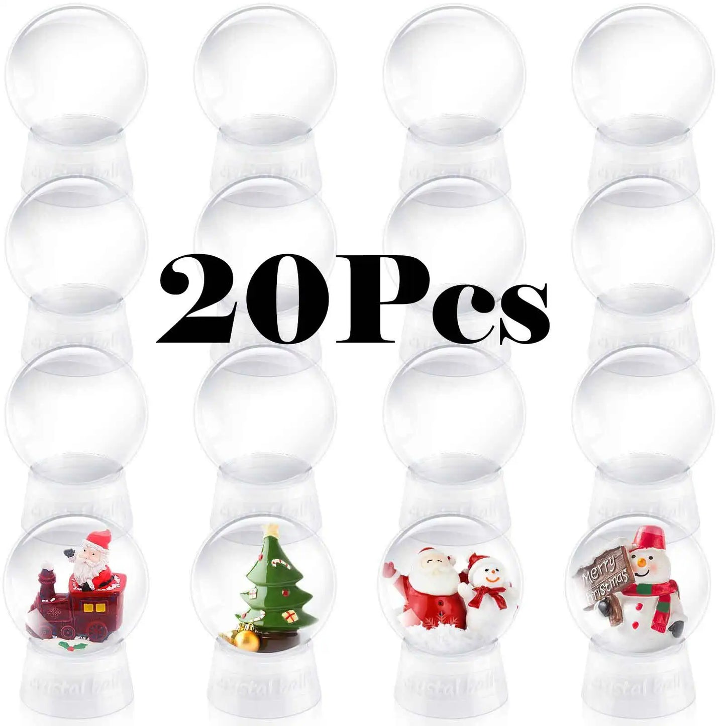 DIY snow globe kit, clear plastic Christmas ornaments, home decor, lightweight white