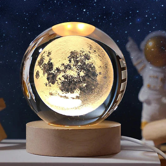 3D Moon Crystal Ball Astronomy Galaxy Solar System Saturn Luminous Balls Snow